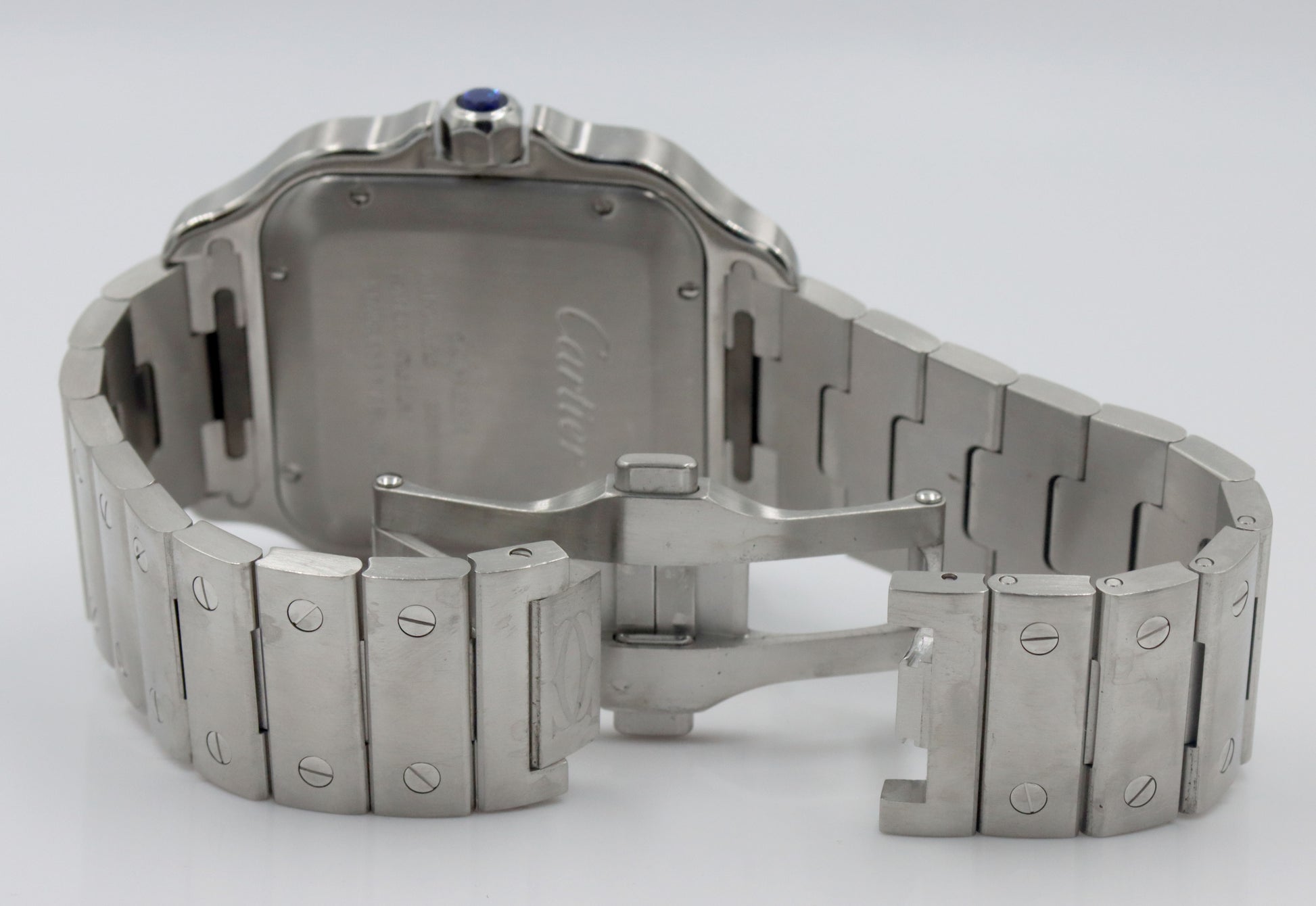 Cartier Santos date stainless steel watch