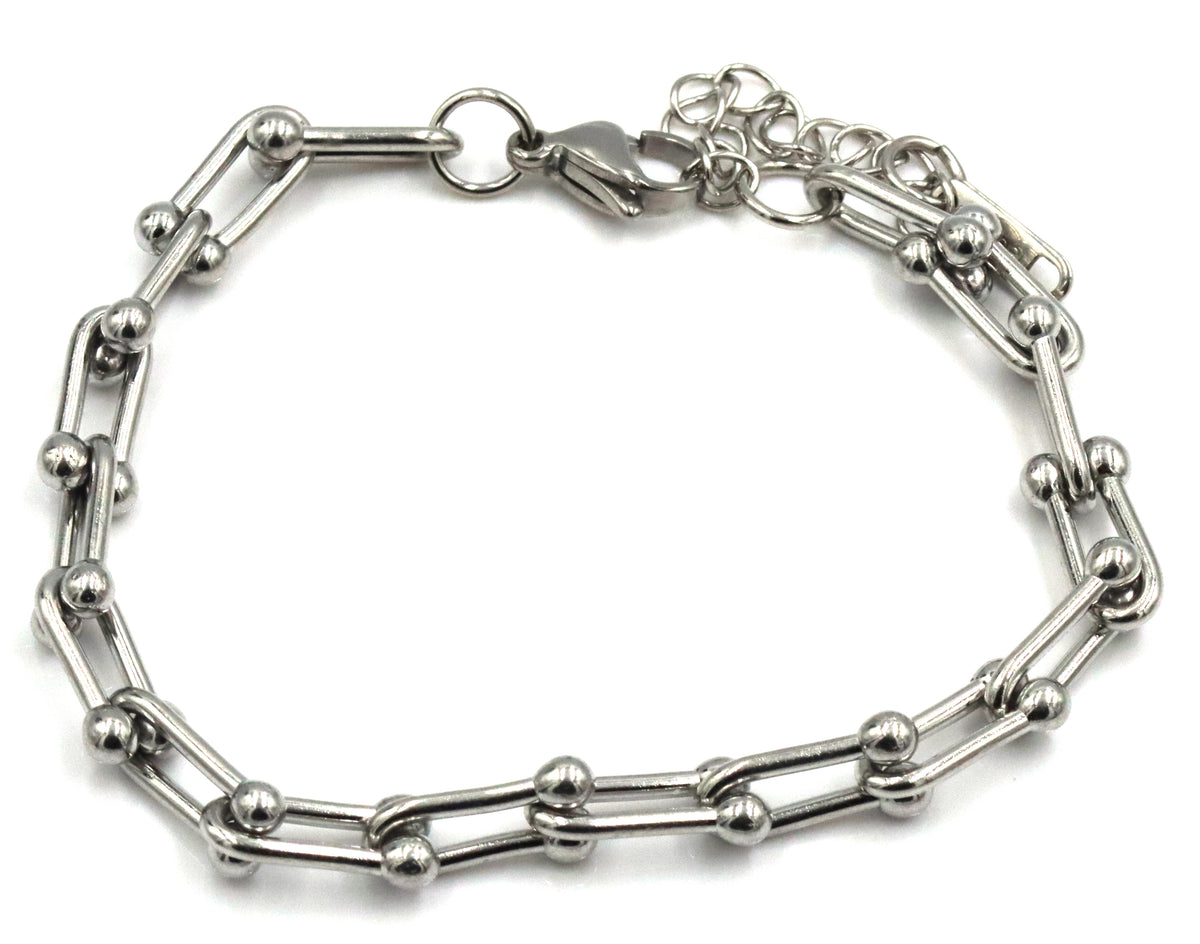 Stainless steel U link bracelet