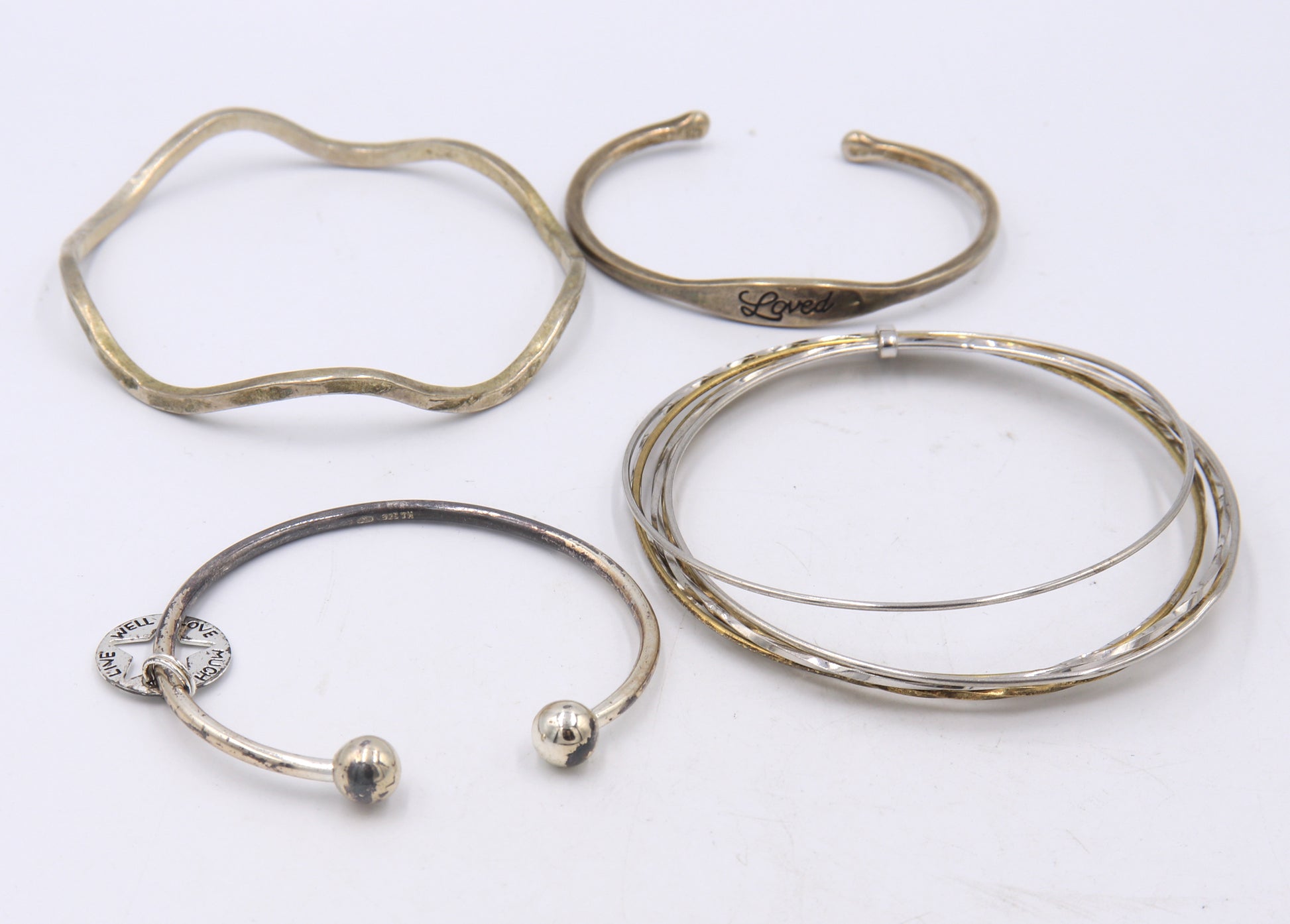 Group Lot of Vintage 925 Sterling Silver Bangles