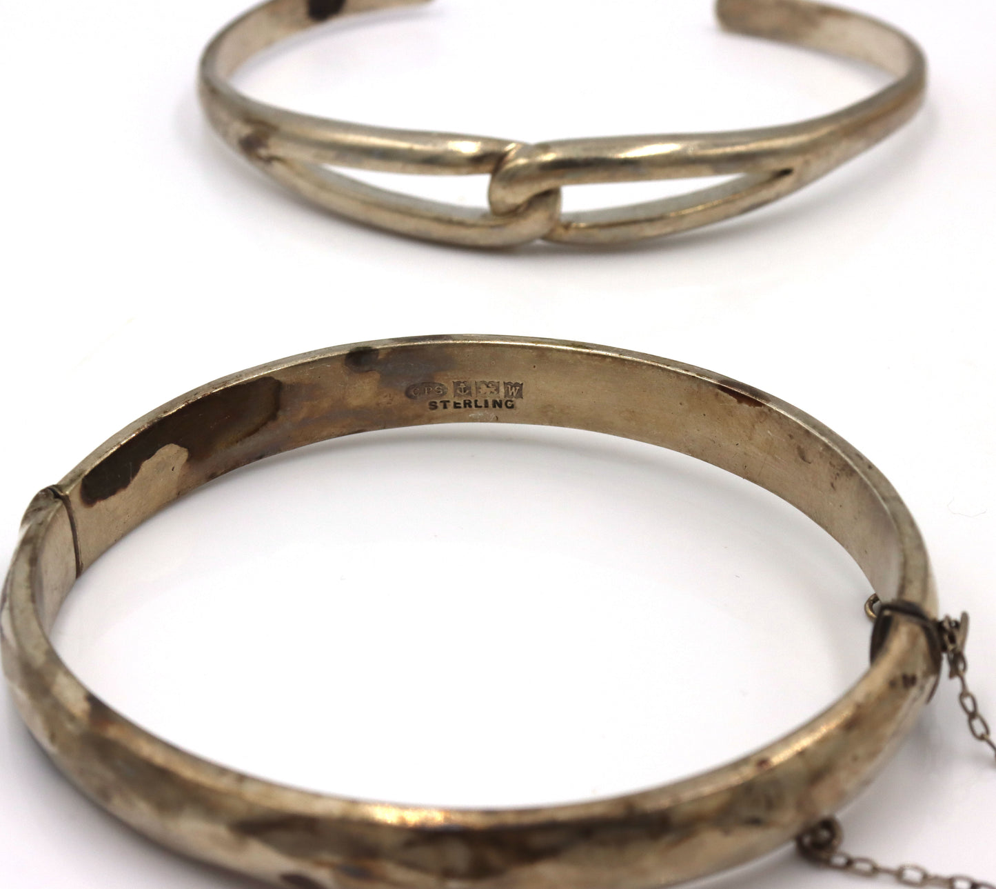 Group lot of 4 cuff bangles in 925 sterling silver