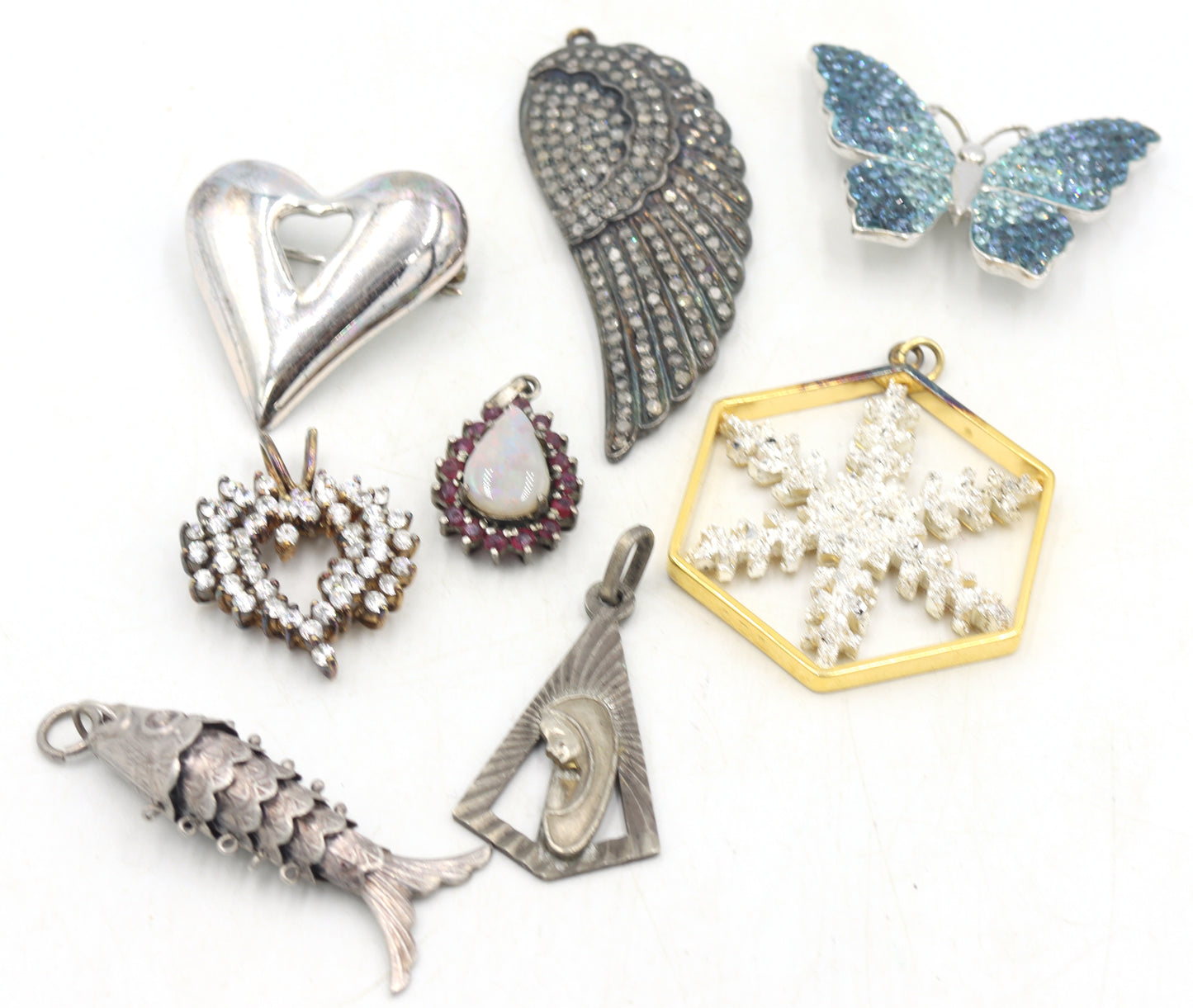 Group lot of vintage 925 sterling silver pendants