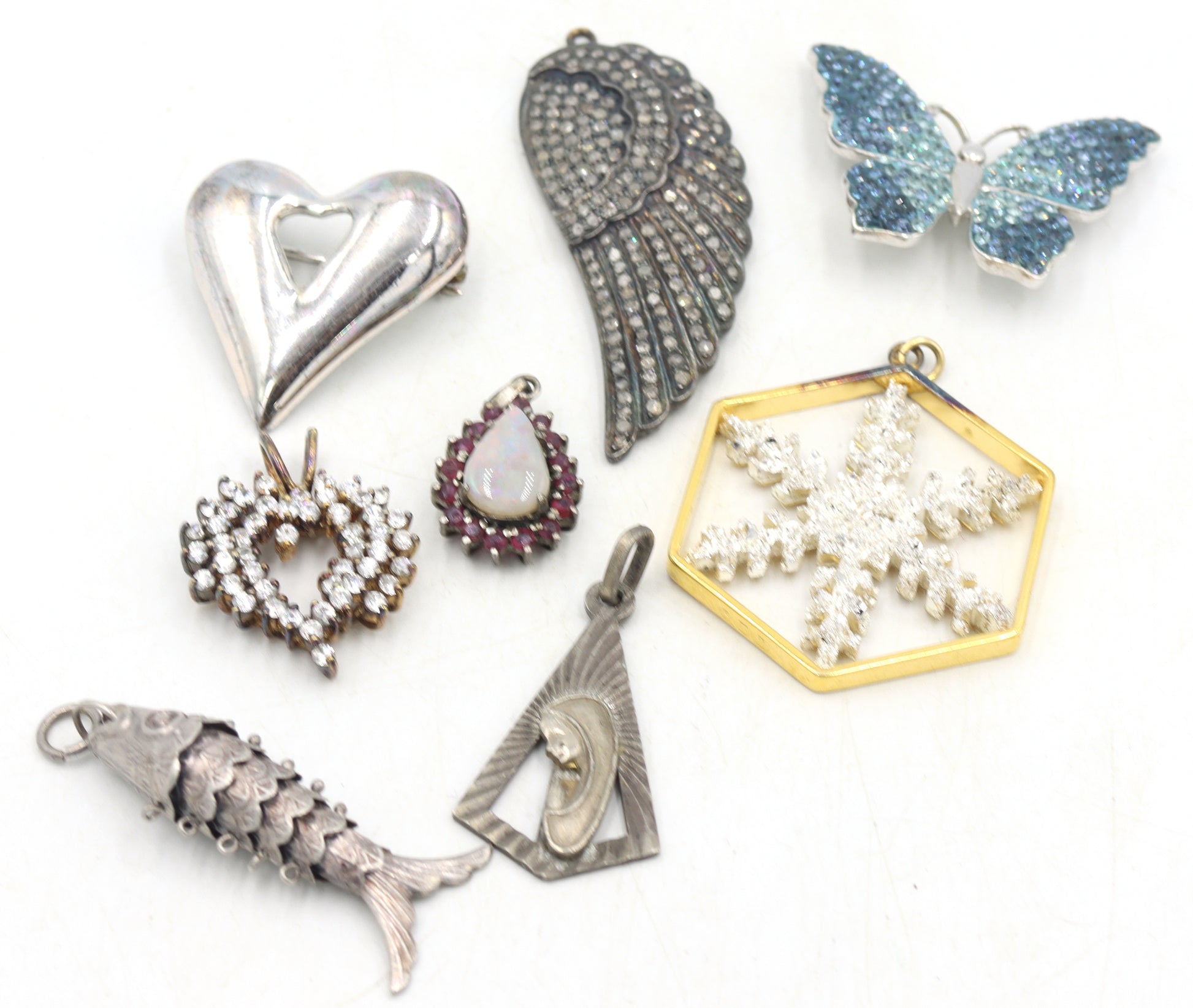 Group lot of vintage 925 sterling silver pendants