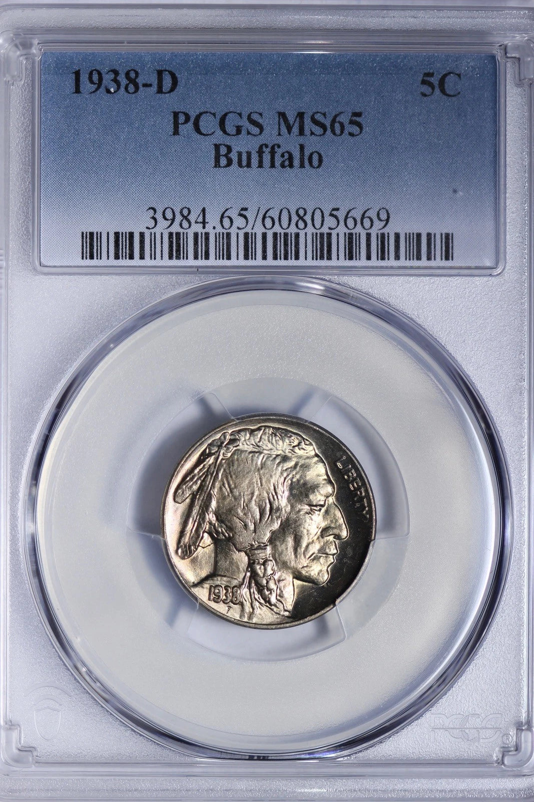 1938-D Buffalo Nickel PCGS MS65 Gem Uncirculated Certified 5C