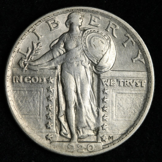 1920 Standing Liberty Silver Quarter Choice AU Classic Early Type Silver Quarter