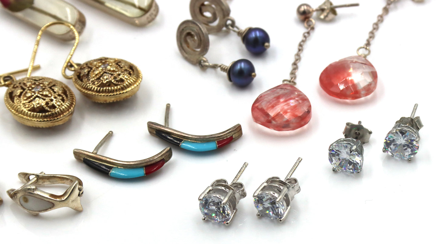 Group lot of Vintage 925 sterling silver earrings