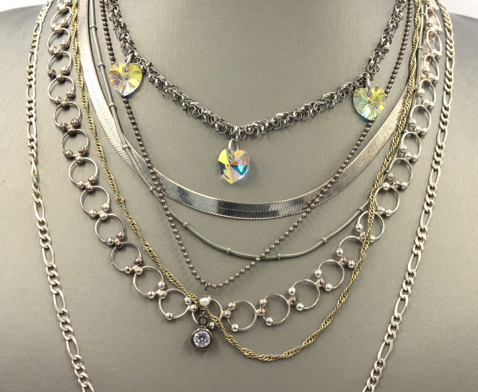 Vintage 925 sterling silver group lot of 7 chain necklaces