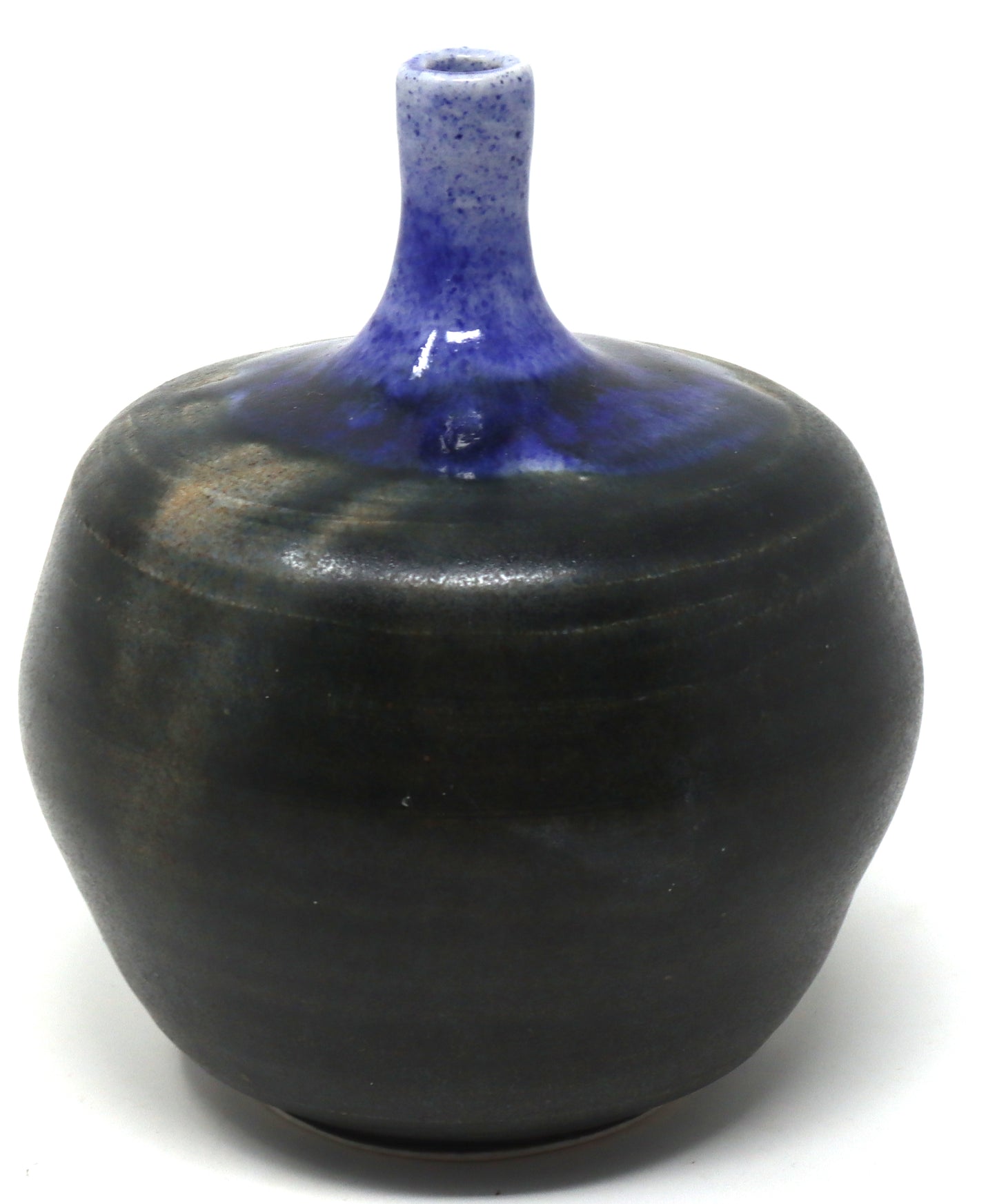 Art Pottery small weed vase blue black