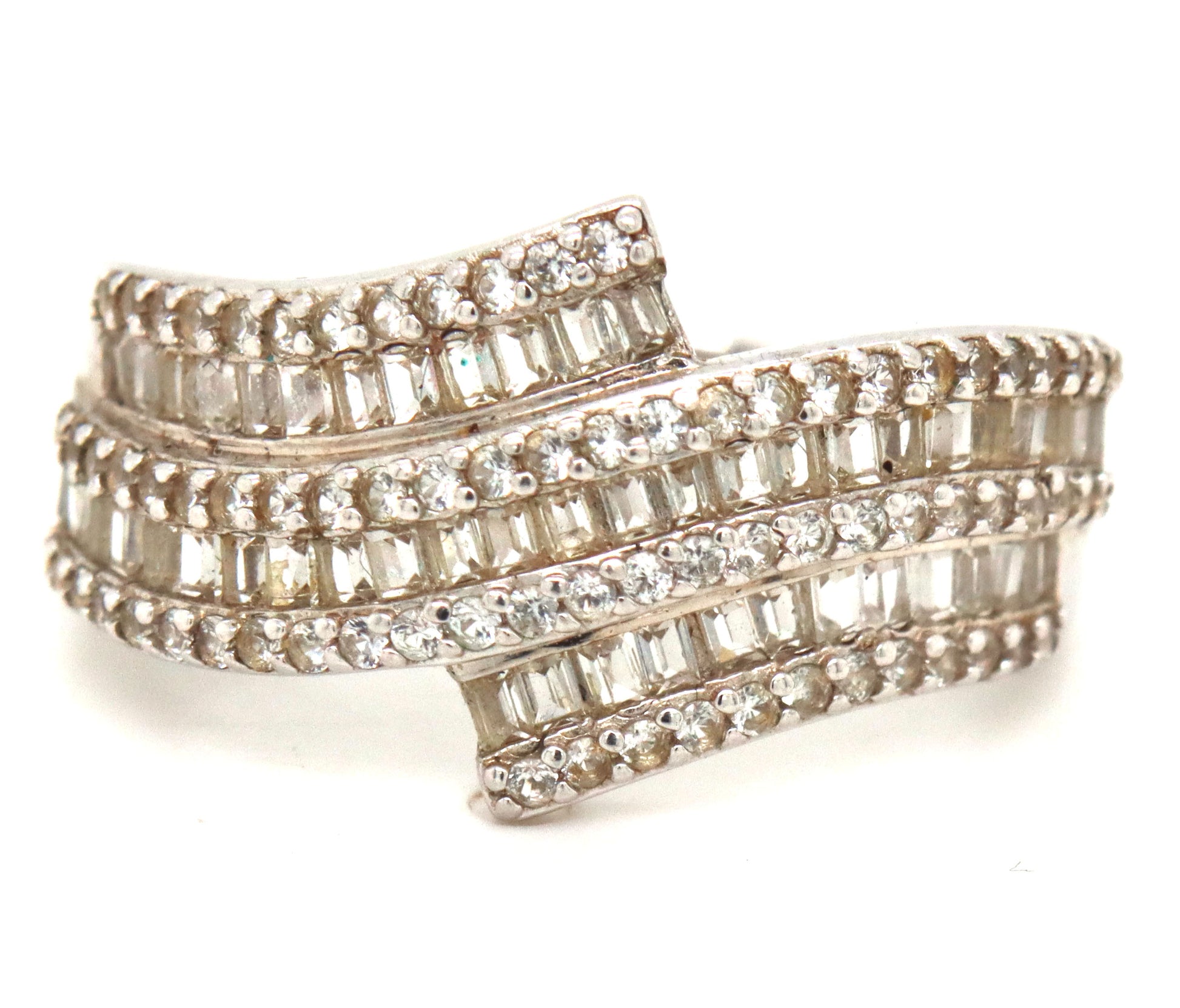 925 Sterling silver cubic zirconia crossover ring