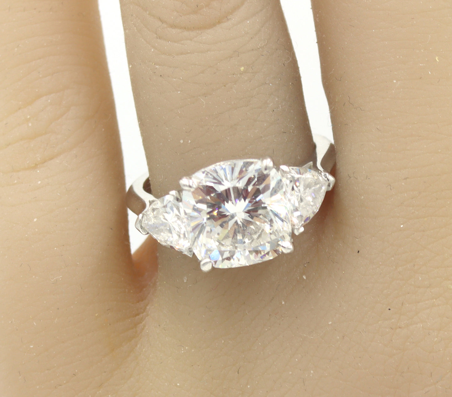 Platinum 4.02ctw square cushion cut lab grown diamond engagement ring