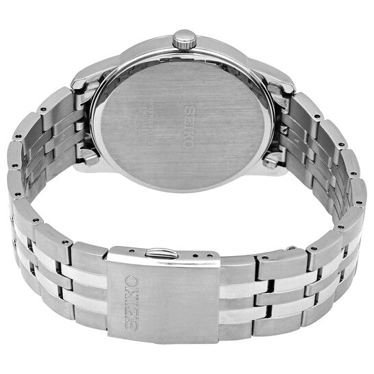 Seiko Men's Stainless Steel Quartz Watch – Blue Dial, 40mm, Date Display, Hardlex Crystal