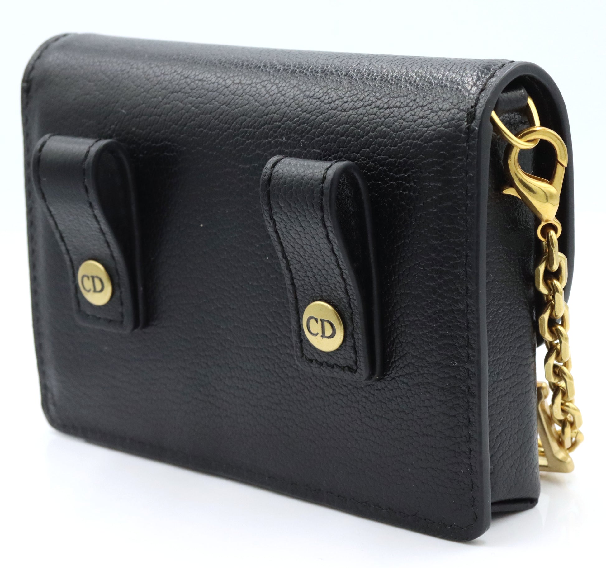 Italian black leather small wallet belt bag