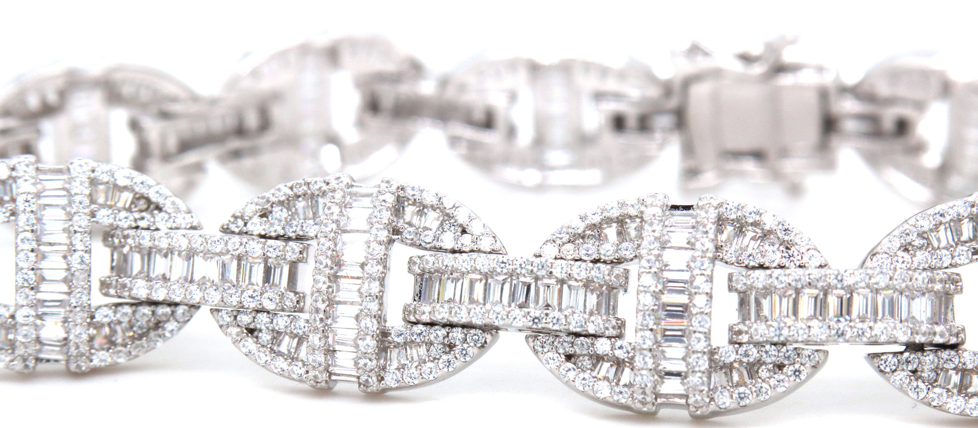 925 Sterling silver CZ link bracelet