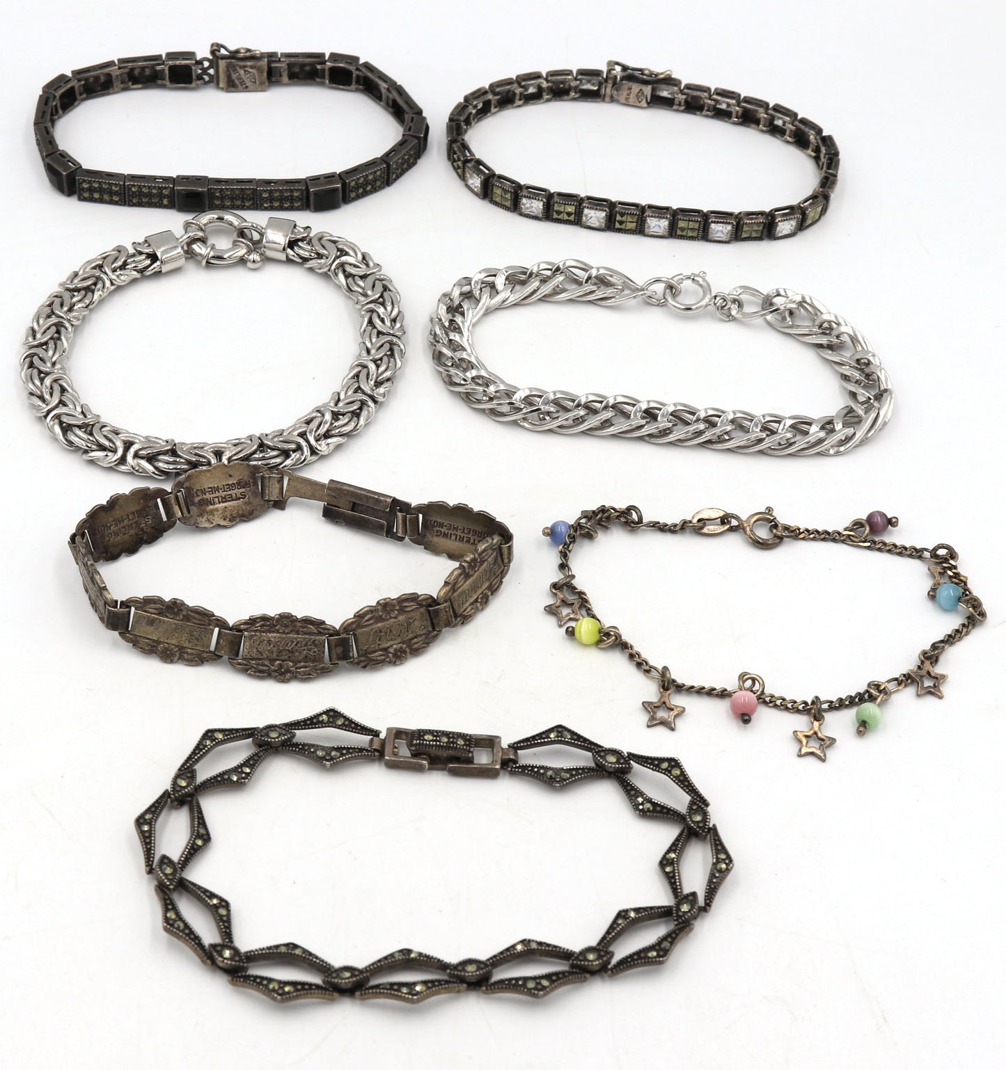 Group lot of Vintage 925 sterling silver bracelets