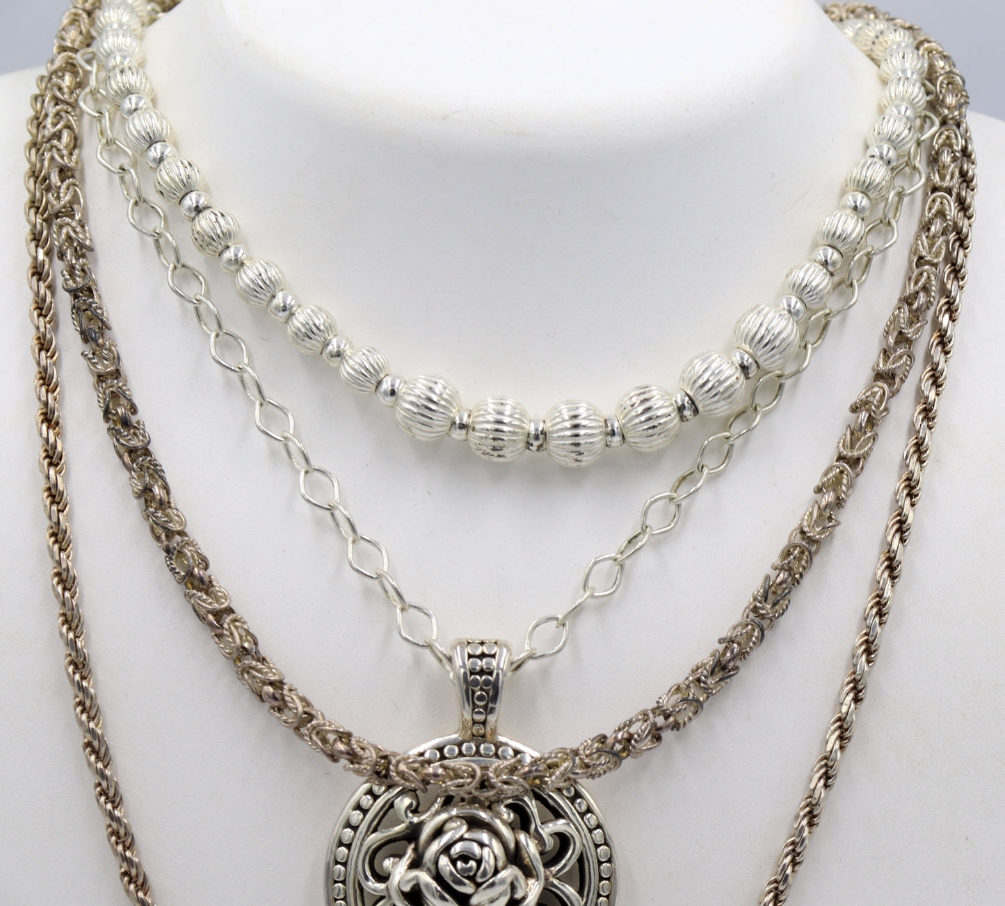 Group lot of 4 Vintage 925 sterling silver necklaces