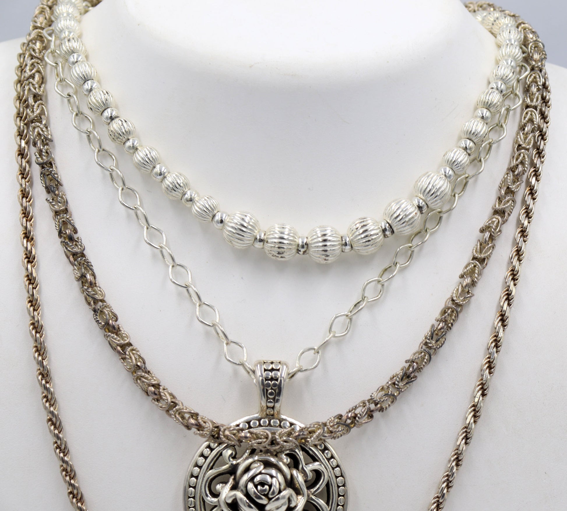 Group lot of 4 Vintage 925 sterling silver necklaces