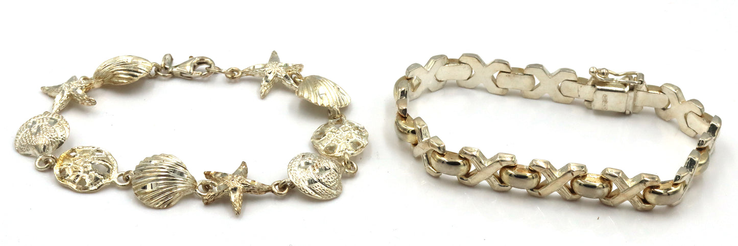 Lot of 2 Vintage 925 sterling silver bracelets