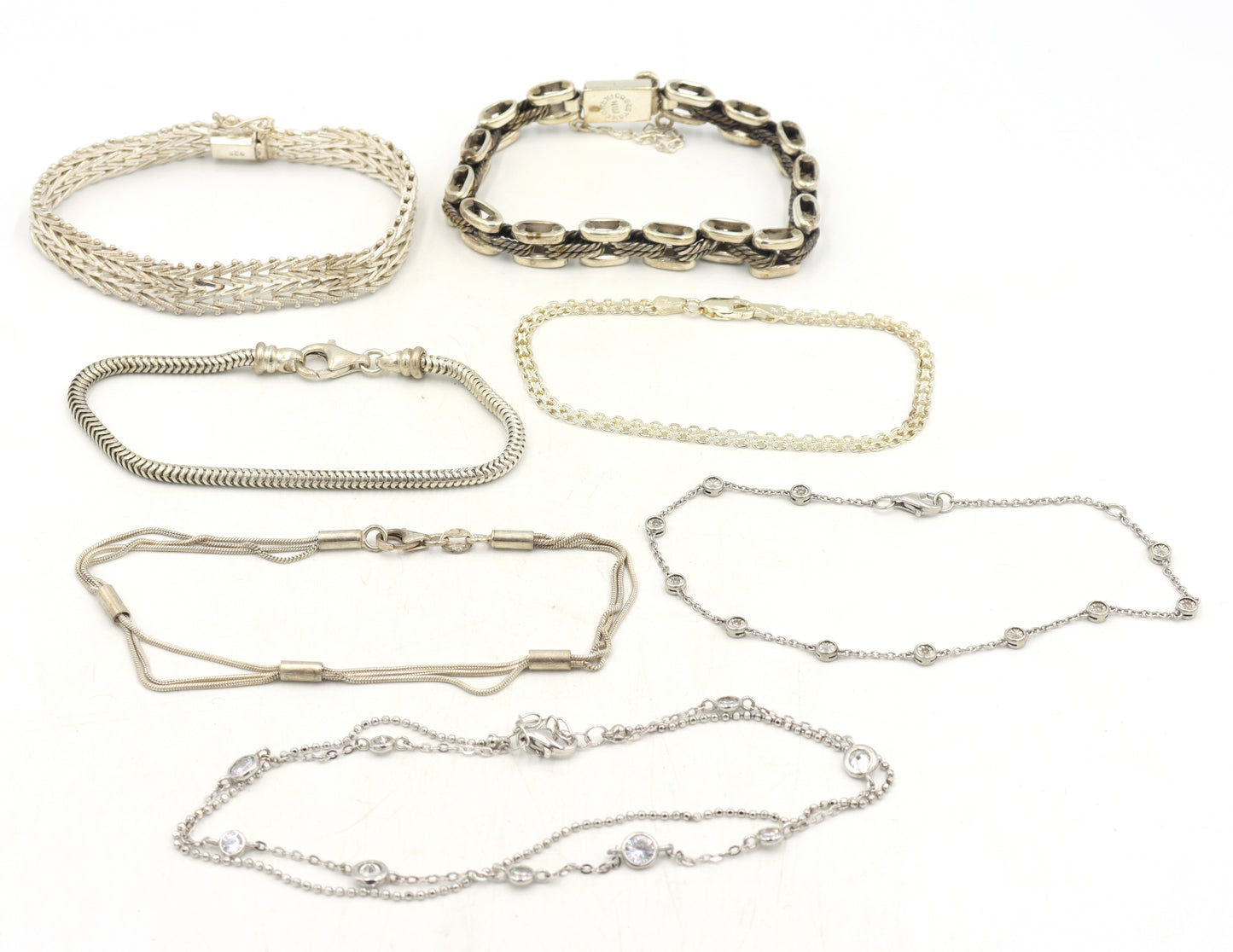 Group lot of 7 Vintage 925 sterling silver bracelets