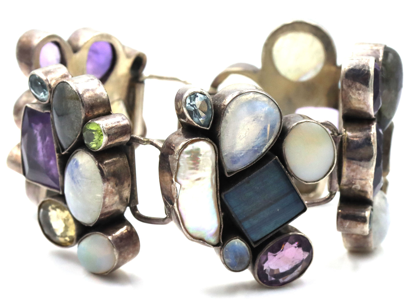 Vintage 925 sterling silver multi color crystal bracelet