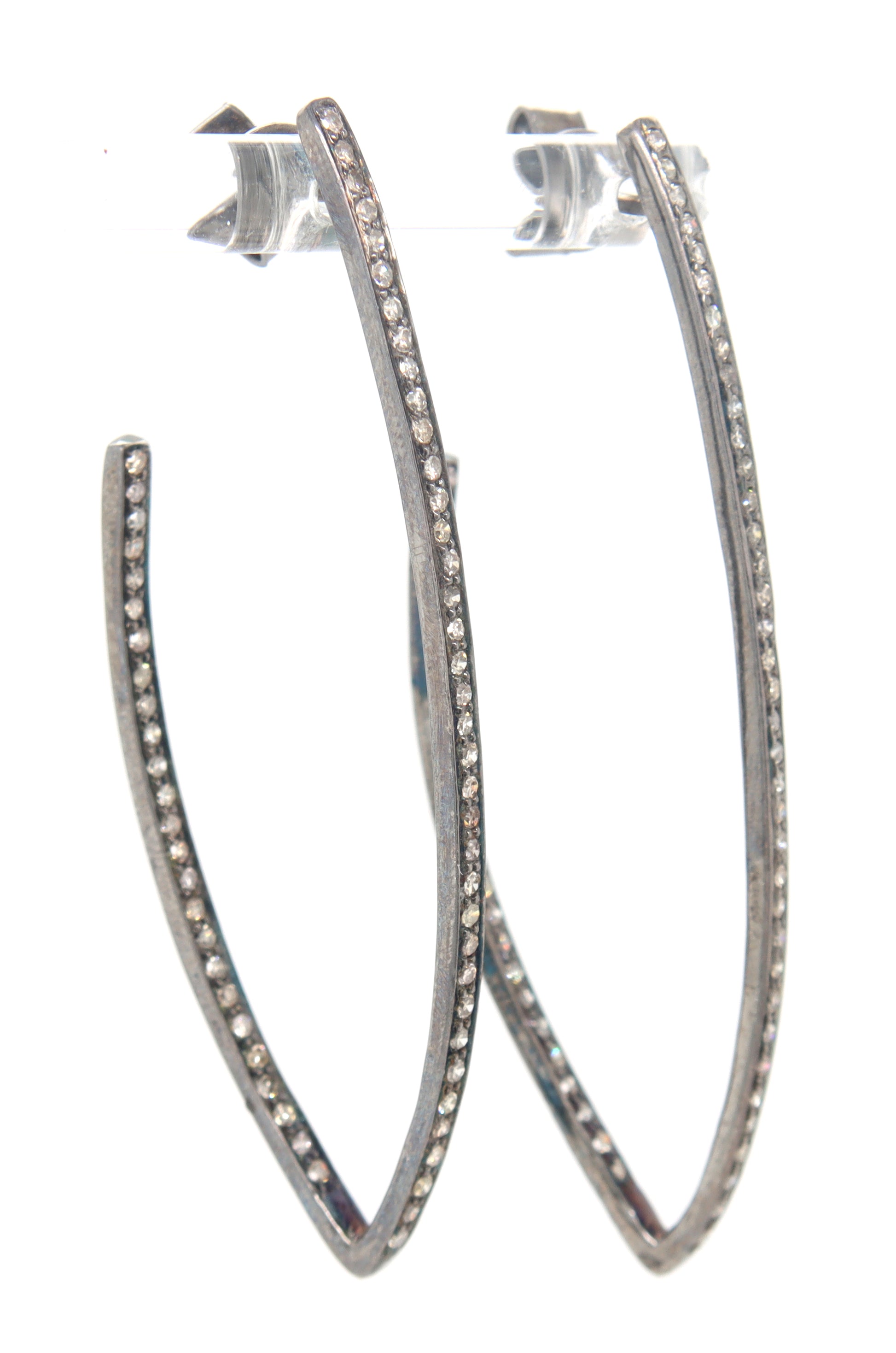 925 Sterling silver diamond chevron earrings