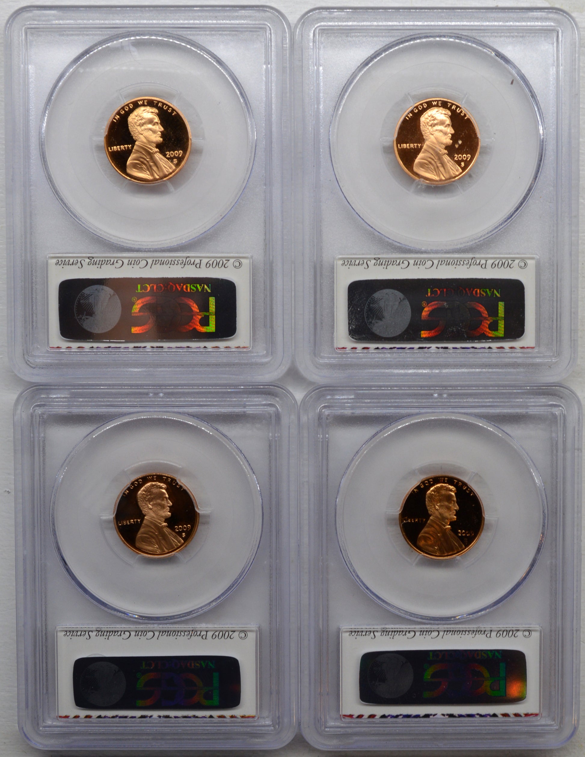 2009-S PCGS PR69 RD DCAM Lincoln Penny 1c US Coin (lot of 4)