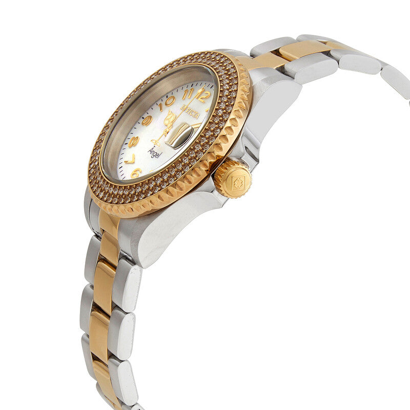 Invicta Angel Two-Tone Crystal Accented Mother of Pearl Dial Women's Watch