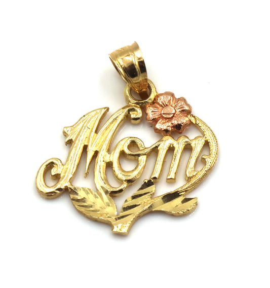 14kt Yellow gold Mom pendant charm