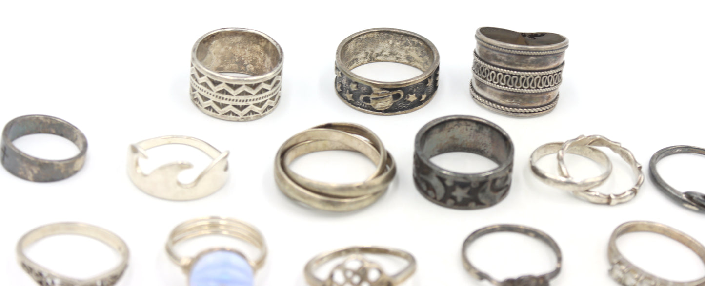 Group lot of Vintage 925 sterling silver rings