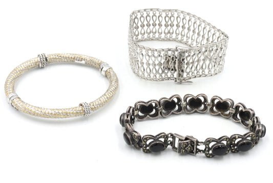 Group lot of 3 vintage 925 sterling silver bracelets