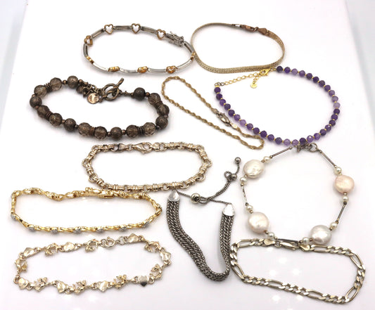 Group lot of 10 vintage 925 sterling silver bracelets