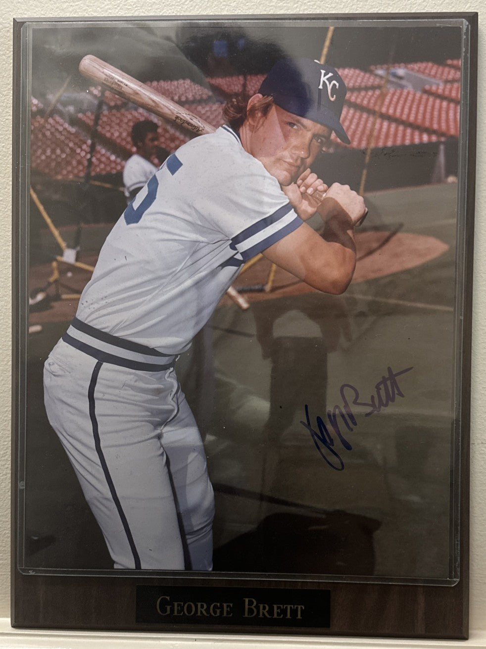 Autographed George Brett Kansas City Royals Framed Photo Signed MLB Hall of Fame Display