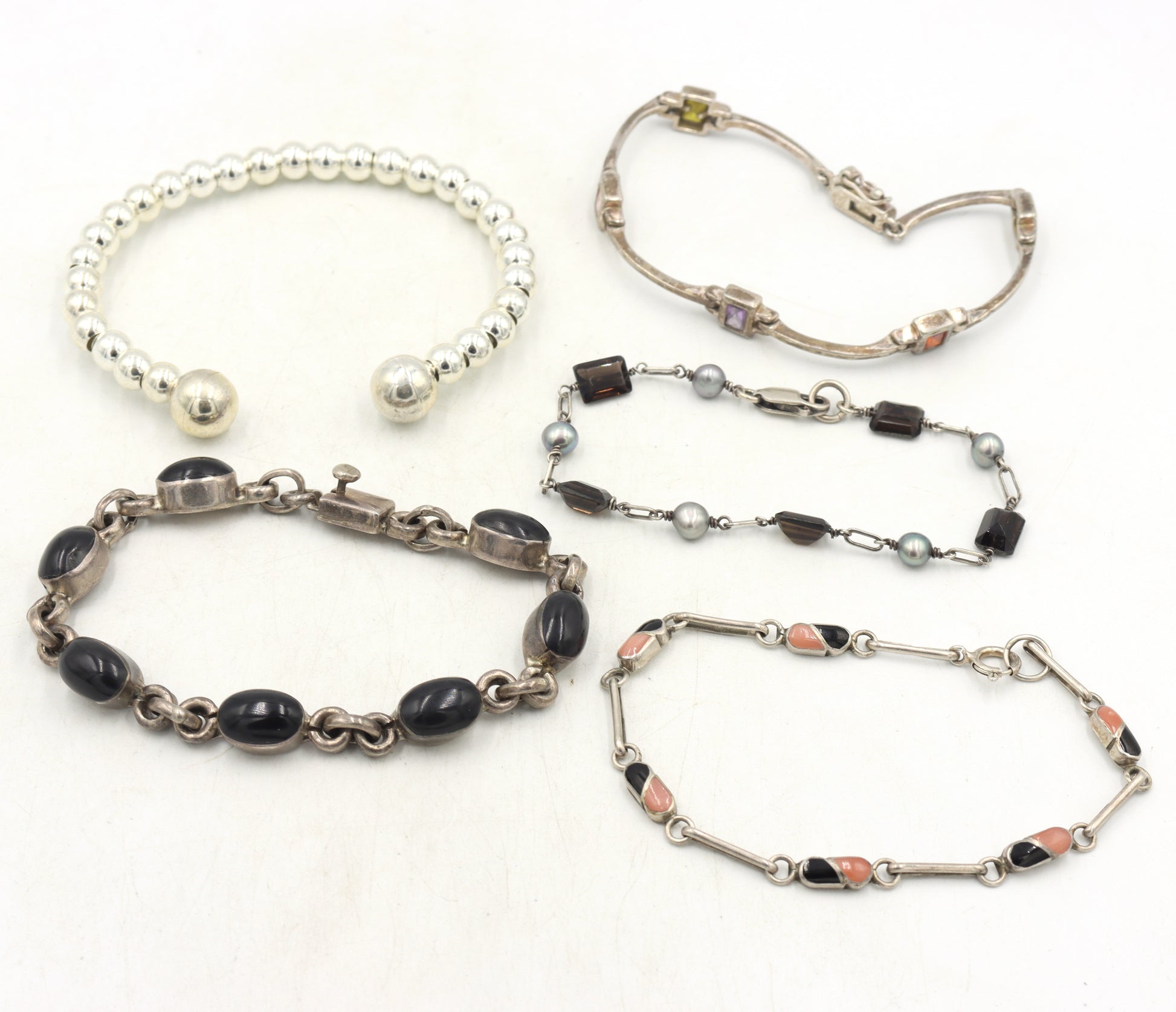Group lot of 5 Vintage 925 sterling silver bracelets
