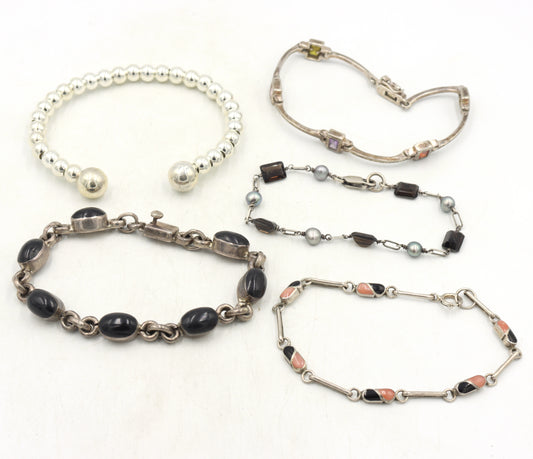 Group lot of 5 Vintage 925 sterling silver bracelets