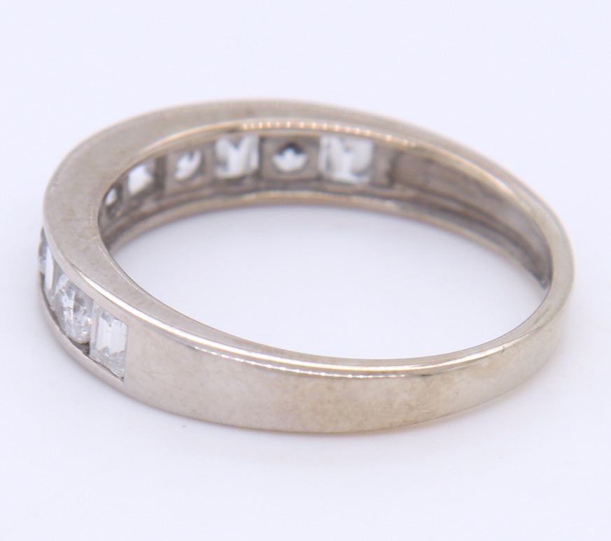 Dazzling 14KT White Gold Round and Baguette Cubic Zirconia Band