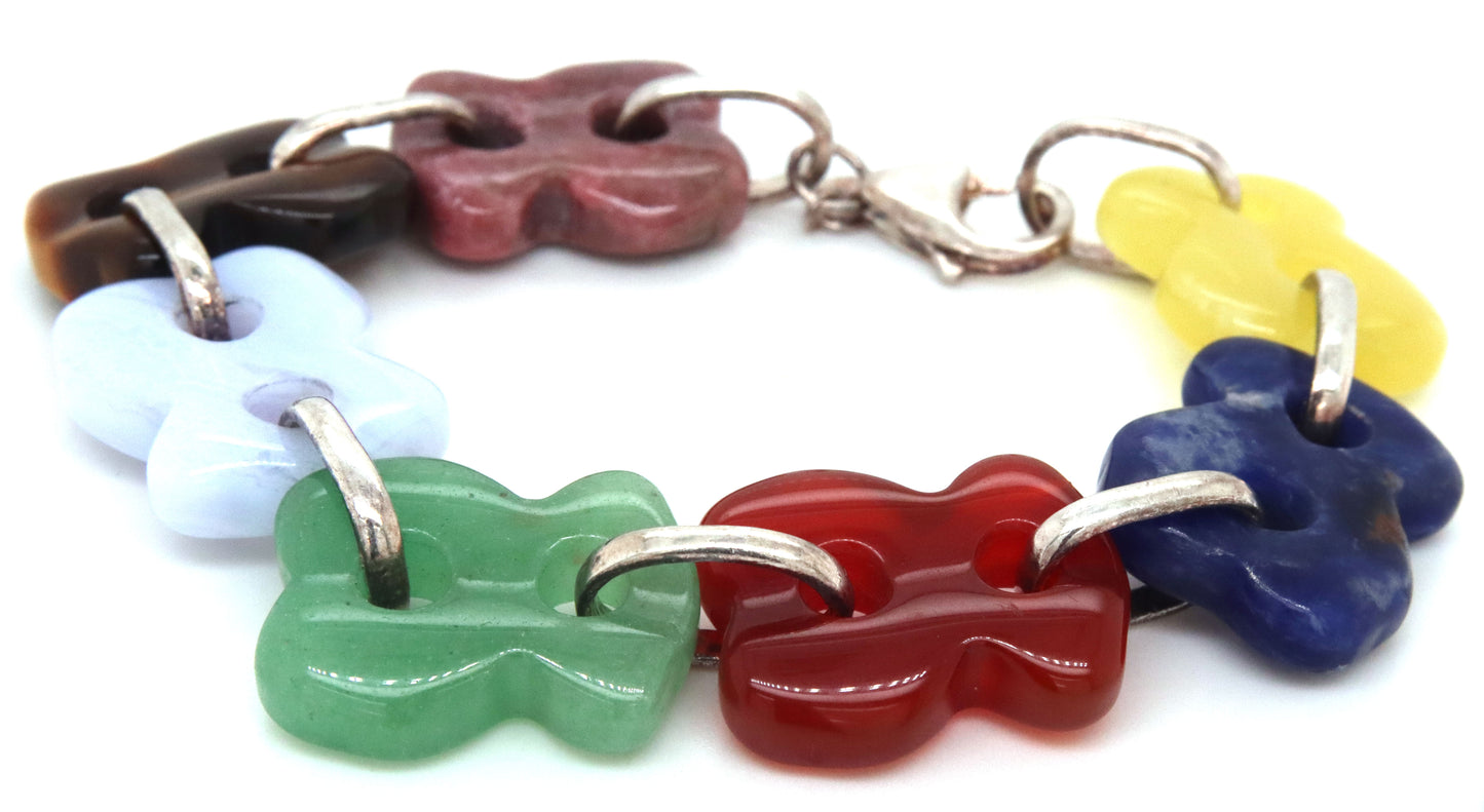 925 Sterling silver Tous stone bear link bracelet