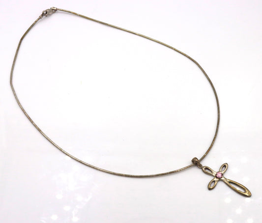 925 Sterling silver Cross pendant on Italian omega chain