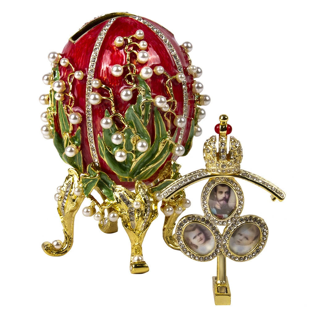 Red Lily of the Valley Fabergé Egg Replica – Perfect Easter or Collectible Gift
