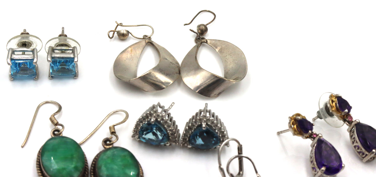 10 Pair of 925 sterling silver earrings