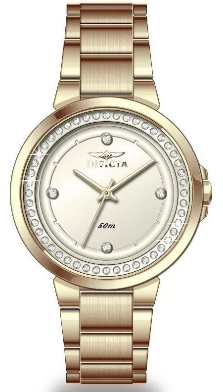 InvictaWomen's Angel Quartz PC21S Gold Dial Watch