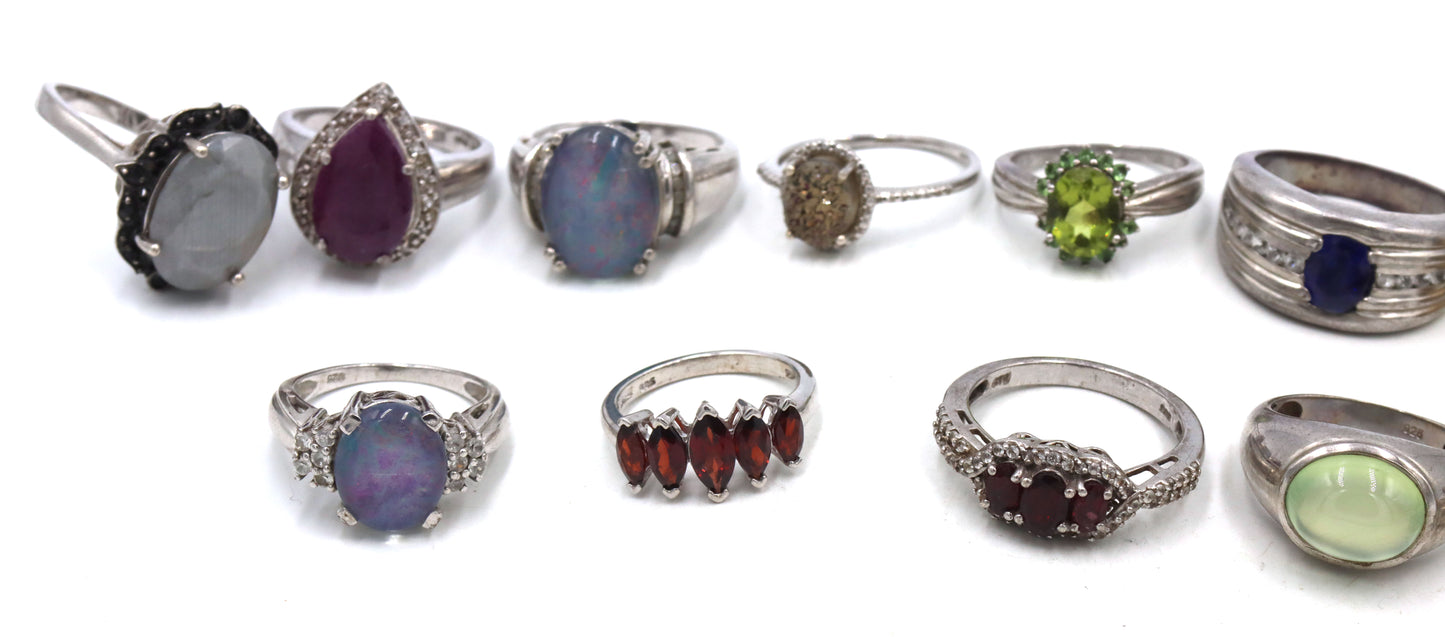 Big group lot of Vintage 925 sterling silver rings