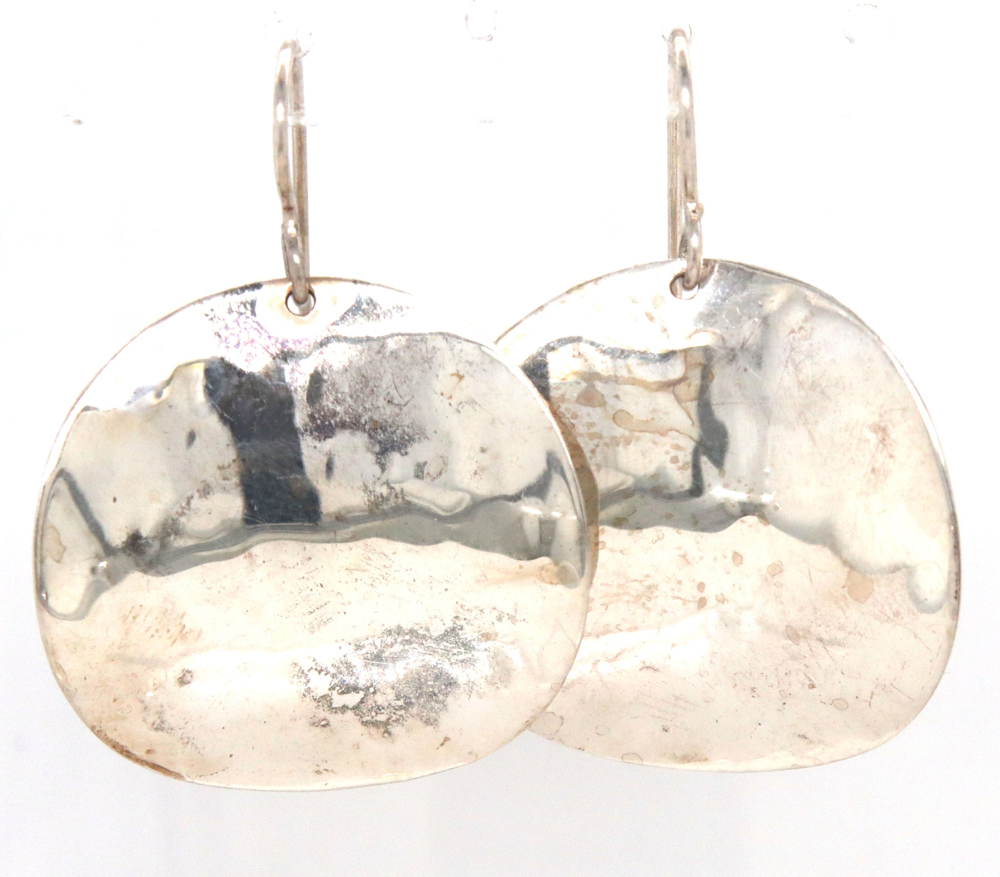 925 Sterling silver Mexico disk dangle earrings