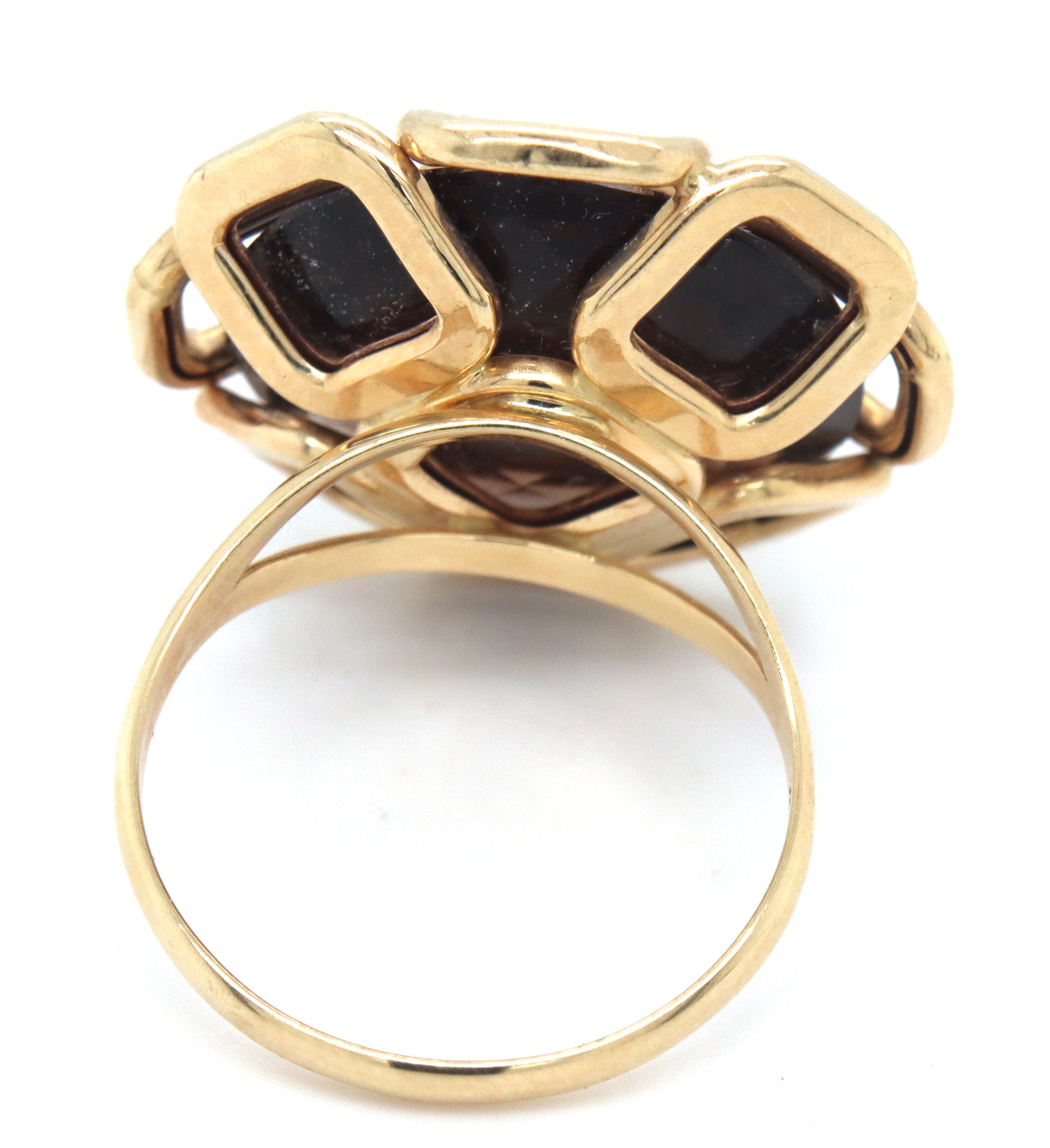 Milor Italian 14kt Yellow gold smokey quartz ring