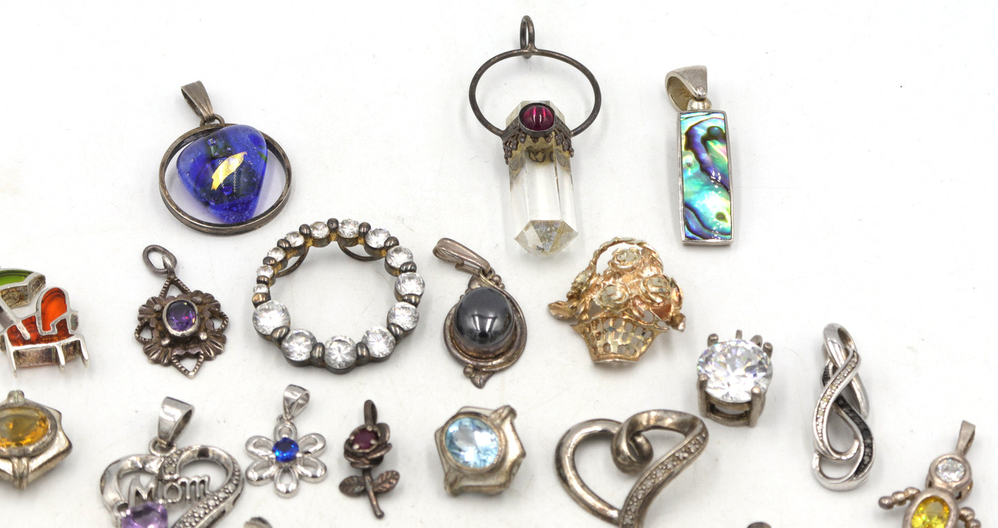 Group lot of Vintage 925 sterling silver pendants