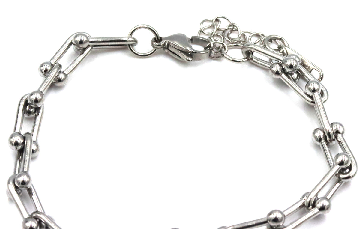 Stainless steel U link bracelet