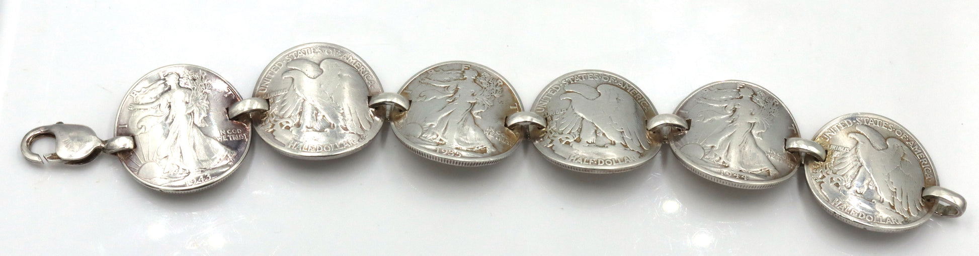 1942 Half dollar link bracelet in sterling silver