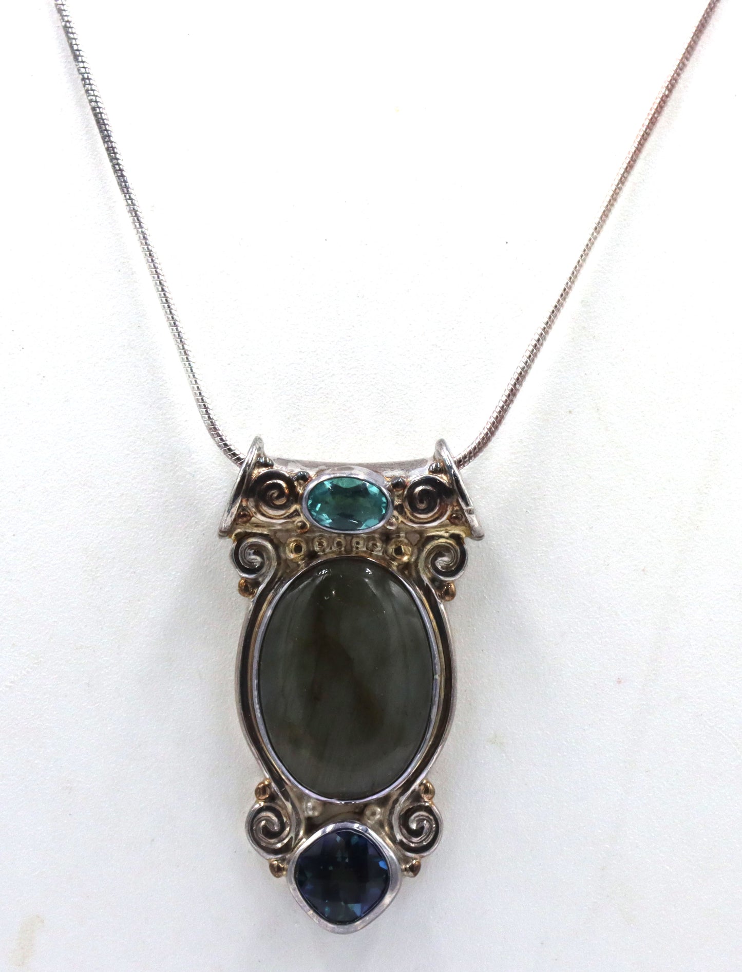 Sajen 925 Sterling Silver Labrodorite Topaz Pendant With Chain Necklace
