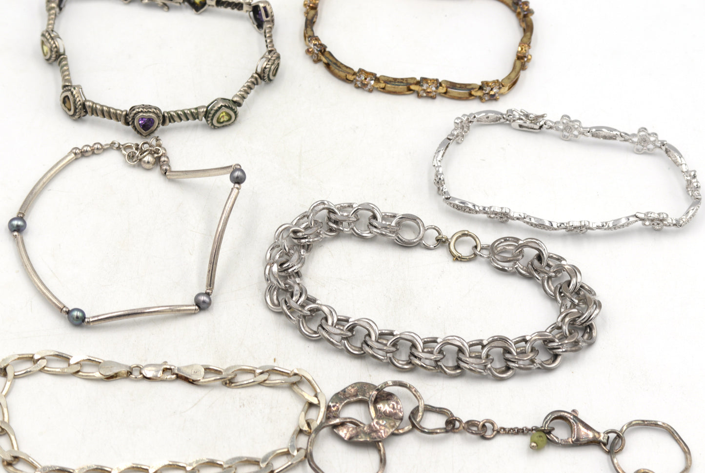 Group lot of 7 Vintage 925 sterling silver bracelets