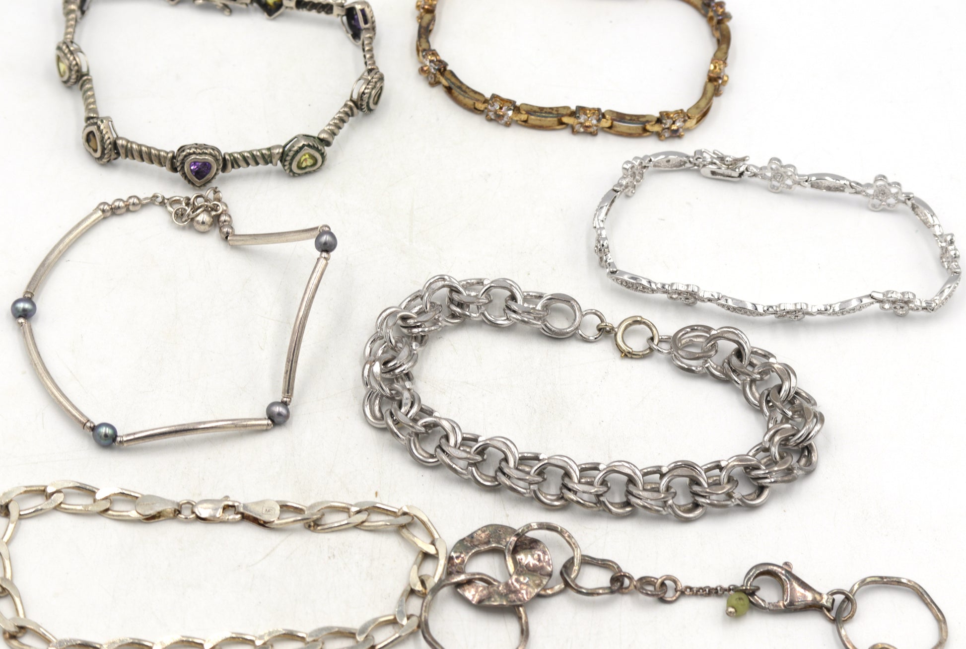 Group lot of 7 Vintage 925 sterling silver bracelets