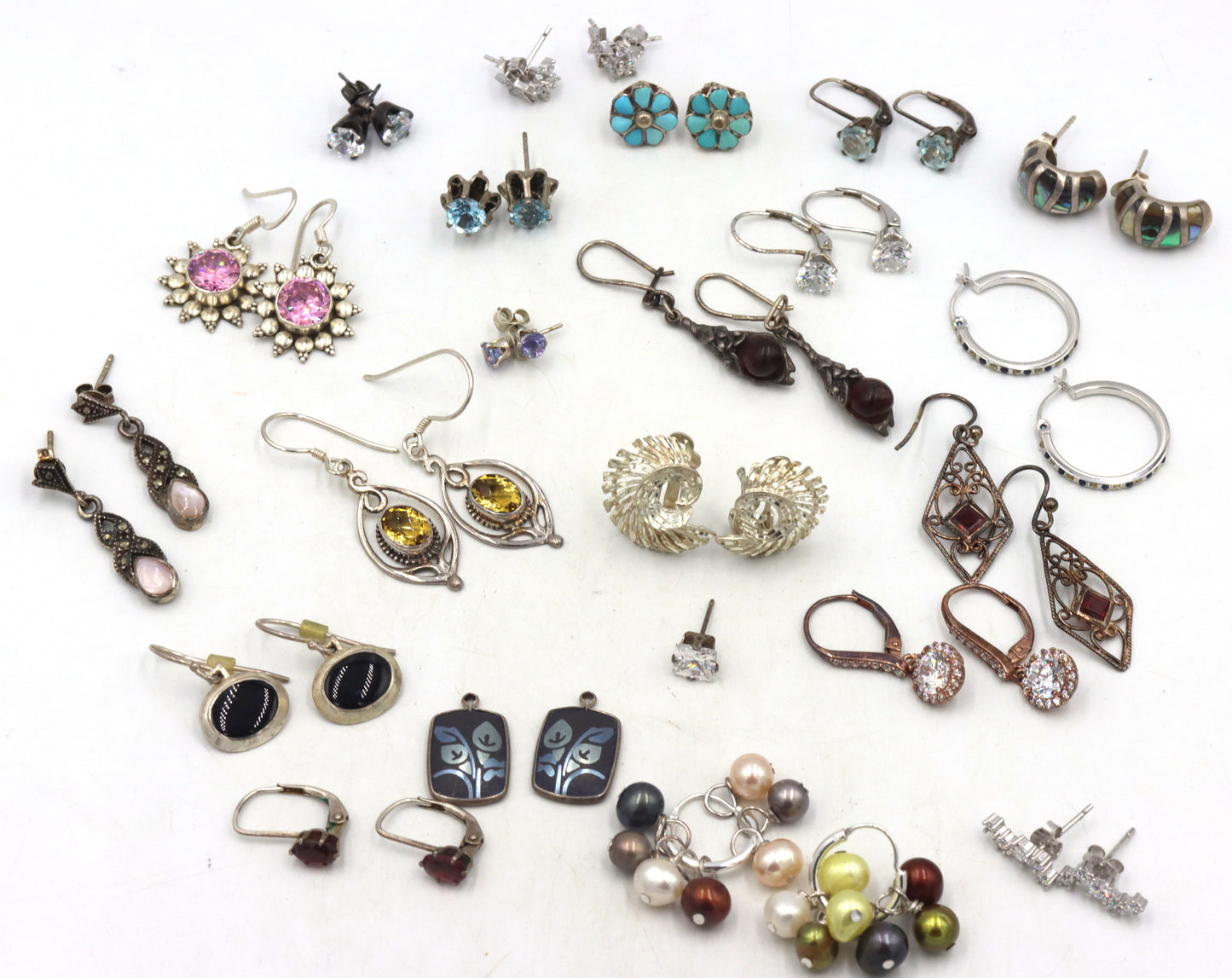 Vintage 925 sterling silver group lot of earrings
