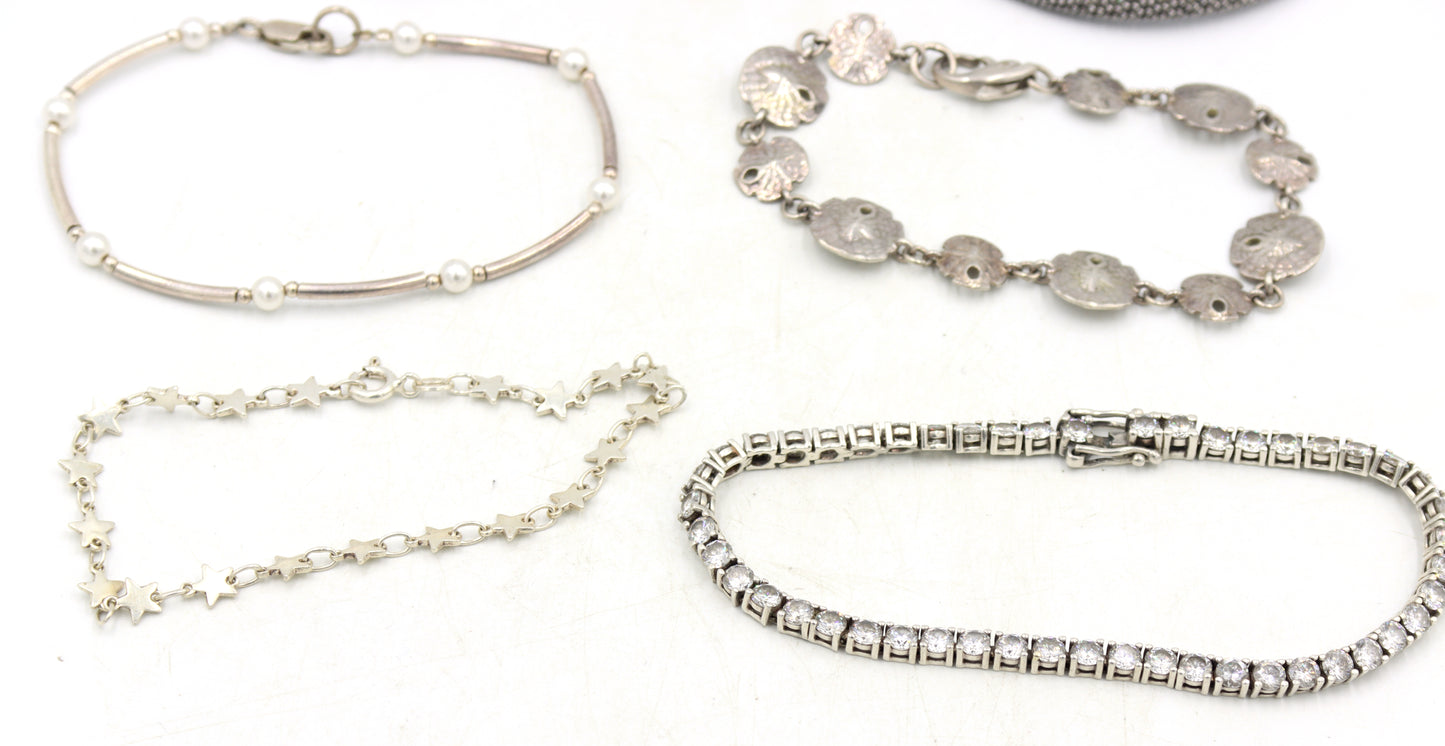 Group lot of 6 Vintage 925 sterling silver bracelets
