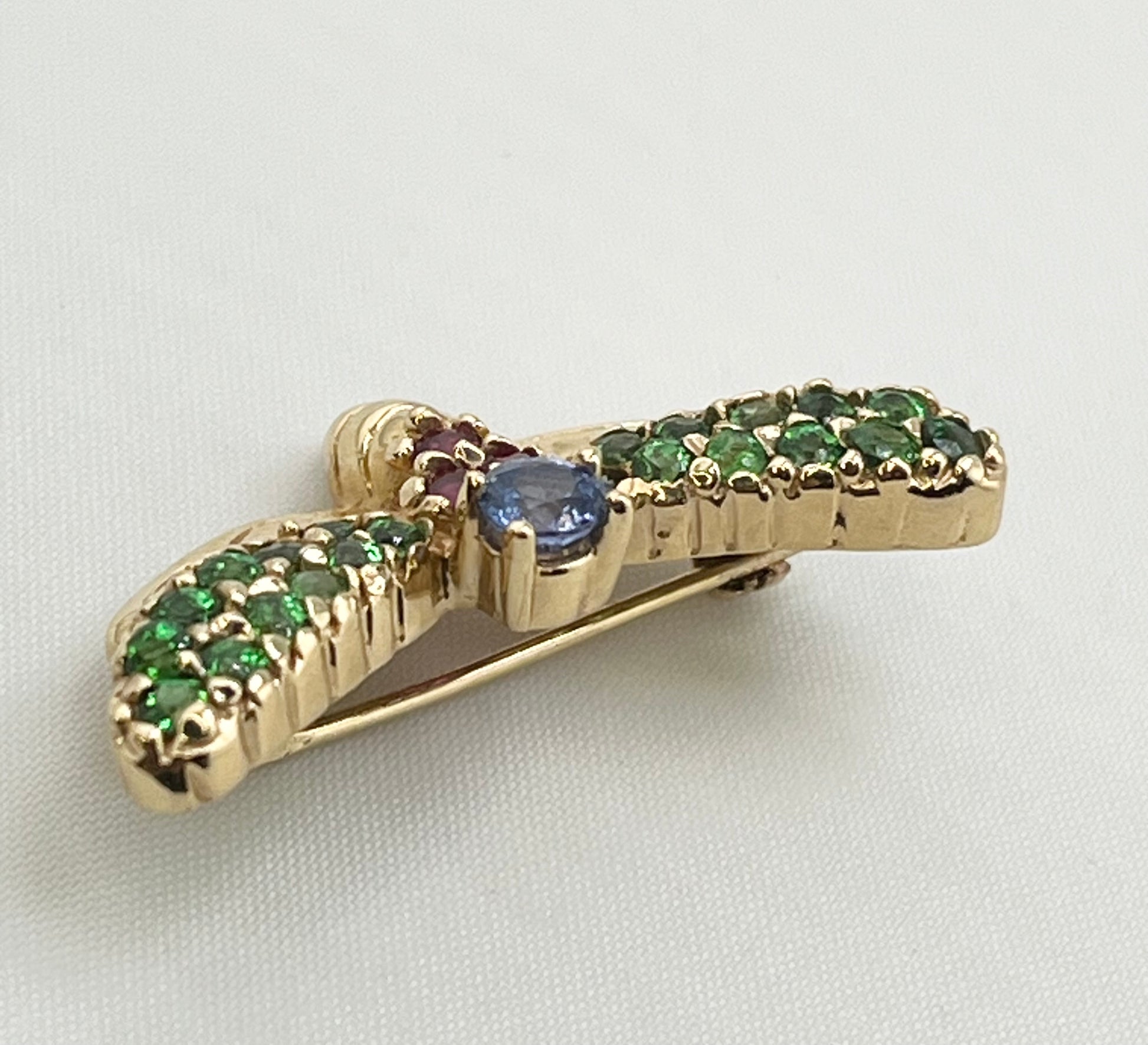 14KT Yellow Gold LE Vian Designer Multi Colpor Gem Stone Harvest Bee Brooch Pin